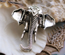 1 Pendant: Indian Elephant - 44x33 mm - Antique Silver Tone
