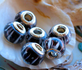 1 Lampwork Bead with Metal Core - 14x10 mm - 4,4 mm hole - various colours