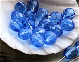set/15 Beads: CZECH GLASS - Faceted - 8 mm - Saffire Blue