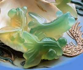 Pendant/Bead: Agate Goldfish - 31-32 mm - Green