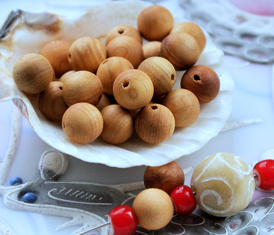 set/20 beads: Wood Incense fragrance - Round - 8,3 mm