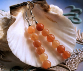 Pair of long Earrings with Red Aventurine - 57 mm