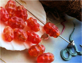 set/15 beads: Glass - Irregular Shaped - 10-12x6-8 mm - Orange