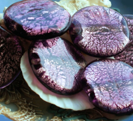 1 Large SILVERFOIL Bead: Round/Circle - 35 mm - Violet Purple