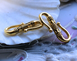 1 S-Haak Sluiting/Slot: Tribal Stijl - 22 mm - Antiek Zilver of Goud Kleur Metaal