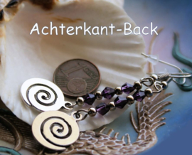 Pair of long Earrings with Celtic/Maori/Spiritual Spiral - Antique Silver tone and Purple