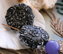 1 beautiful large bead: Lace effect - Black Lace - 22 mm