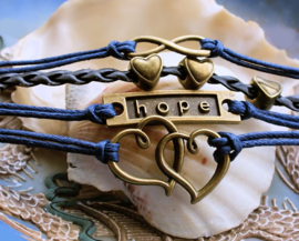 Bracelet 'Blue Bronze' Faux Leather/Suede - Infinity Hearts Hope