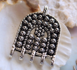 Lovely Tibetan Pendant - Dots - 37 mm - Antique Silver tone