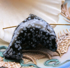 Bead/Pendant: Snowflake Obsidian DOLPHIN - 42 mm
