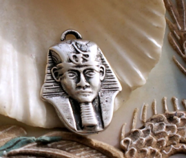 Hanger/Bedel: Egypte Farao - Pharao - 28 mm - Antiek Zilver Kleur Metaal