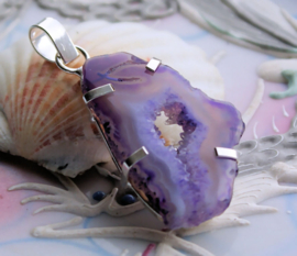 Pendant: Lilac-Purple Agate Geode Druze - SP - 59 mm