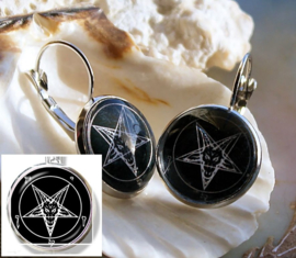 Paar Oorbellen: Inverted Pentagram Baphomet - 3 opties - Satanic Occult Black Metal