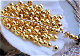 set/50 Beads: Spacer Round - 3 mm - Gold Tone Metal Look