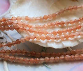 set/10 beads: Beautiful Pink Sunstone (Moonstone) -  Faceted Round - 3,1 mm