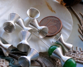 set/10 Bead Caps: Spiral Diabolo - 12x8,5 mm - Silver Tone