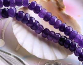 set/5 beads: Jade - Faceted Disc - 8x5 mm - Dark Violet-Purple or Lavender Lilac or Amethyst