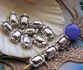 set/7 Beads: Jewel Shaped - 11x8 mm - Antique Silver Tone Metal