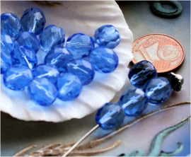 set/15 Beads: CZECH GLASS - Faceted - 8 mm - Saffire Blue