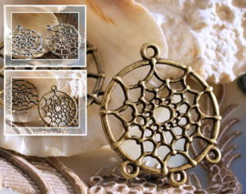 set/2 (Earring) Pendant: Dreamcatcher - 34x30 mm - Antique Silver or Brass Tone