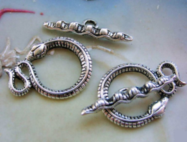 1 Toggle Clasp set: SNAKE - 21 mm - Antique Silver tone