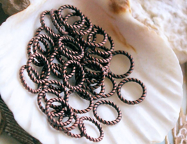 set/25 Closed Rings - Twisted - 8 mm - Antique Silver or Gold or Bronze or Copper Tone