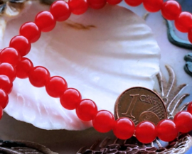 set/5 beads: JADE - 6 mm - Red - Round or Faceted