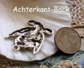 1 Charm: Mythical DRAGON - 28 mm - Antique Silver tone