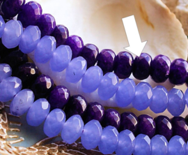 set/5 beads: Jade - Faceted Disc - 8x5 mm - Dark Violet-Purple or Lavender Lilac or Amethyst