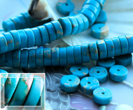 set/10 kralen: Sediment Jaspis - Heishi - 8,2 mm - Turquoise met Aarde tinten