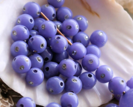 set/30 beads: Acrylic with Rhinestones - Round - 6 mm - Lilac Purple