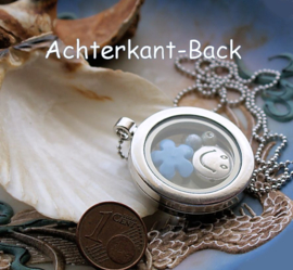 Memory Locket Medaillon + Ketting. Met inhoud: Lichtblauw + Smiley