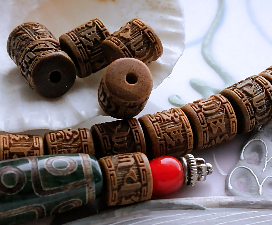Set/5 Sandalwood Mantra kralen - 8 mm tube