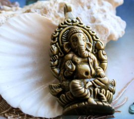 Pendant: Elephant-God GANESH Ganesha - 61 mm - Antique Brass tone