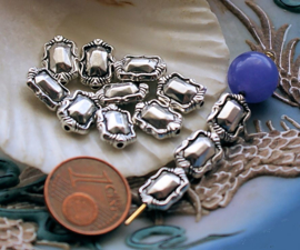 set/7 Beads: Jewel Shaped - 11x8 mm - Antique Silver Tone Metal
