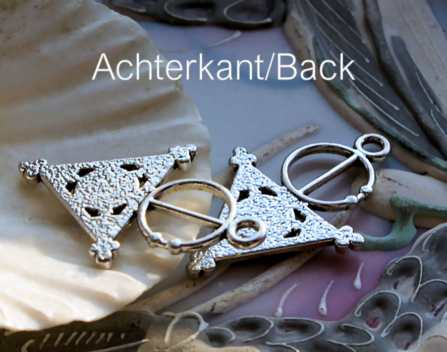 1 Hanger/Bedel: Cirkel+Driehoek = Godin Maan Moeder - 33 mm - Antiek Zilver Kleur Metaal