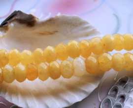 set/5 beads: Candy Jade - Faceted Disc - 8x5 mm - Sunflower Yellow