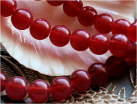 set/18 Beads: Glass - Round - 8 mm - Opalite Ruby Red