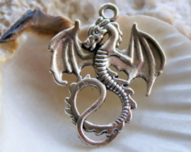 1 Pendant: Dragon - 35x27 mm - Antique Brass/Bronze or Silver tone