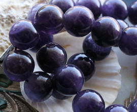 set/2 large beads: Beautiful real Amethyst - Round - 14 mm