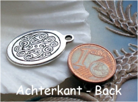 1 Charm: Detailed Tibetan Decoration - 23x17 mm - Antique Silver Tone