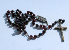 Vintage Rosary with AB Garnet-colour Faceted Beads