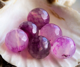 1 large bead:  Agate - Round Faceted - 12 mm - Intense Pink - 2 options