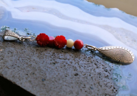 C&G Pendant with Red Coral Flowers - 90 mm