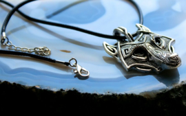 Large Viking Pendant: Wolf Talisman - complete with cord-necklace