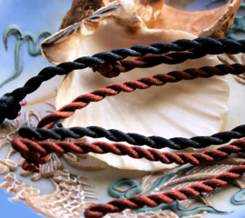 Set/3 Cord Bracelets - approx 19 cm - Mix 1+2 Black/Brown (also great for adding charms)