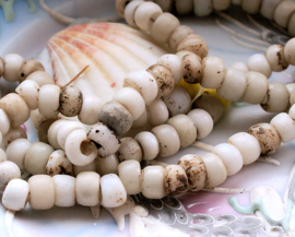 set/10 ANTIQUE FUR TRADE BEADS: Large Padres 1800's - approx 9 mm - Off White