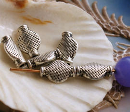 set/10 Beads: Detailed decoration -12x8 mm - Antique Silver Tone Metal