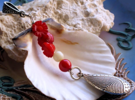 C&G Pendant with Red Coral Flowers - 90 mm