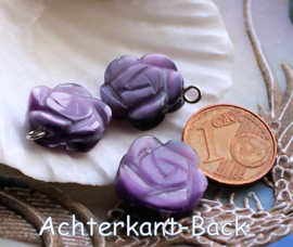 1 Catseye Charm: Rose - 18x15 mm - Purple